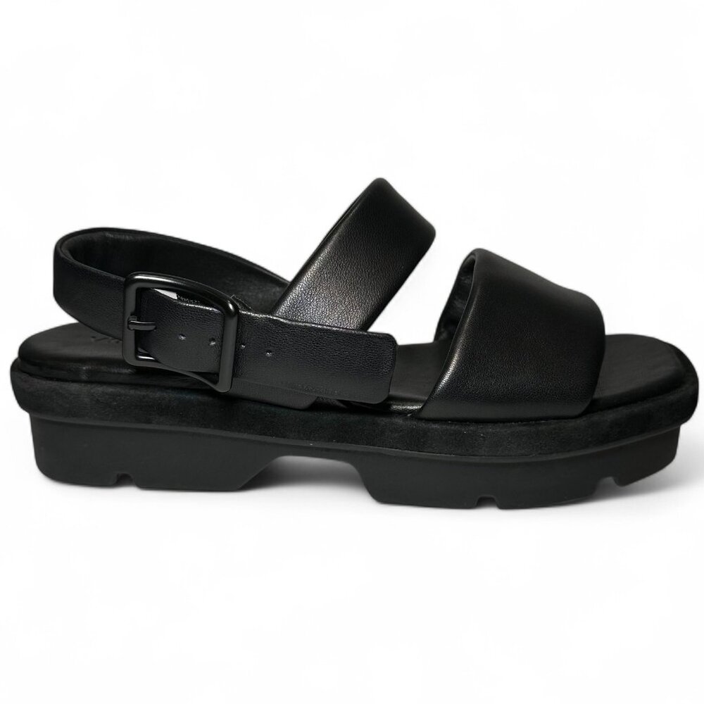 Vince Black Leather Platform Slingback Sandals